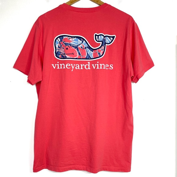 Vineyard Vines Pink/Coral T-Shirt Whale Graphic Design Sz M - Picture 2 of 7